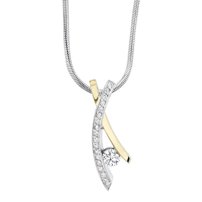 White Yellow Gold Diamond Necklace 6727N