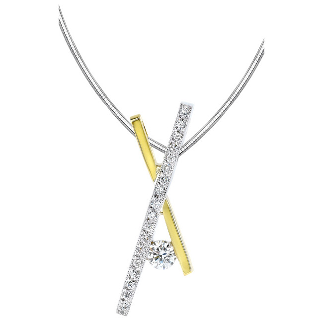 White Yellow Gold Diamond Necklace 6746N