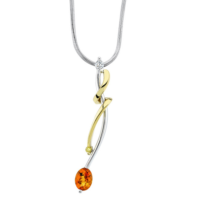 White & Yellow Gold Madeira Citrine Necklace 6847N