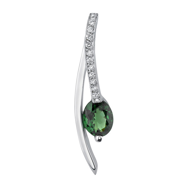 White Gold Green Tourmaline Necklace 6860N