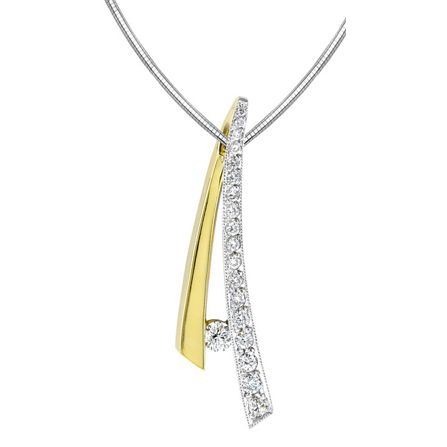 White Yellow Gold Diamond Necklace 6988N
