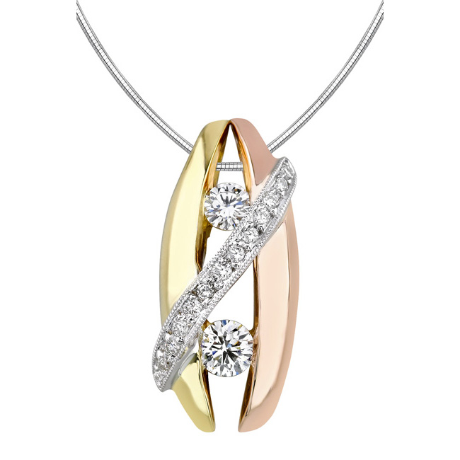  Tri Color Diamond Necklace 7002N Image 1