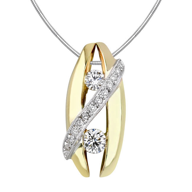  White Yellow Gold Diamond Necklace 7002N Image 1