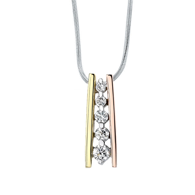 Tri Color Diamond Necklace 7131N