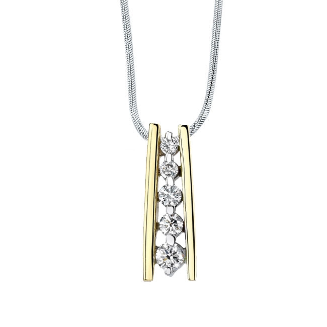 White Yellow Gold Diamond Necklace 7131N