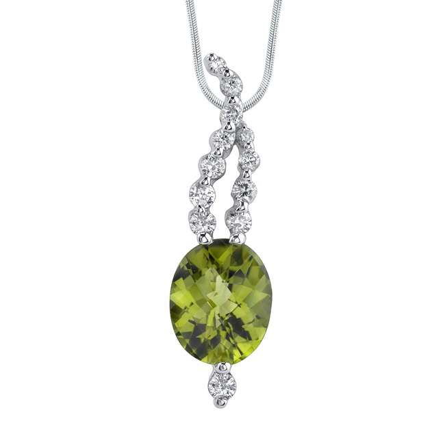  White Gold Peridot Necklace 7404N Image 1