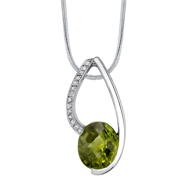  White Gold Peridot Necklace 7417N Image 1