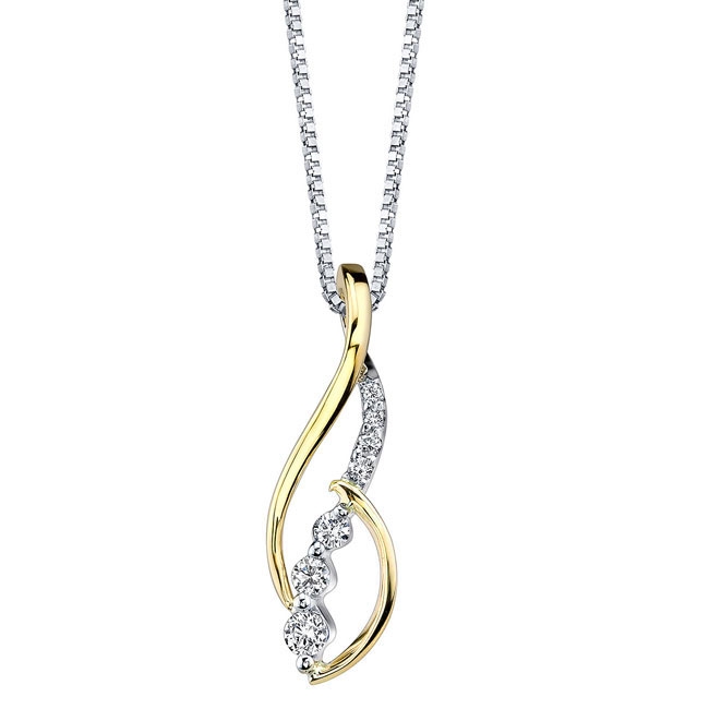White Yellow Gold Diamond Necklace 7562N