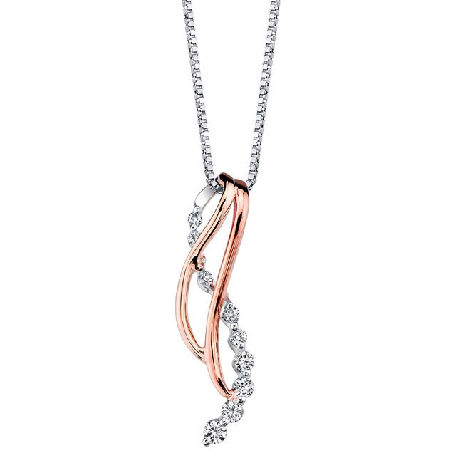 White Rose Gold Diamond Necklace 7563N