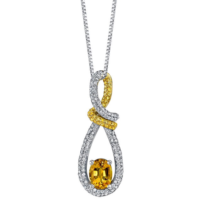  Yellow Sapphire & Diamond Necklace 7587N Image 1