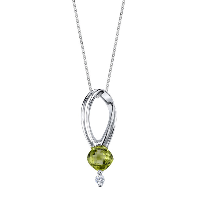 White Gold Peridot Necklace 7735N