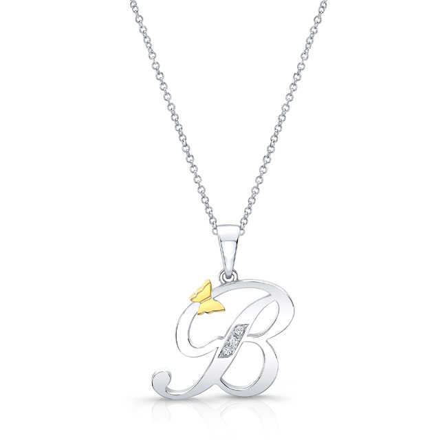  B Initial Necklace Image 1