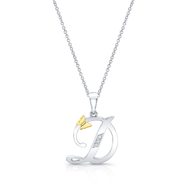  White Gold D Initial Necklace Image 1