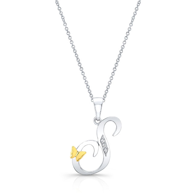  White Gold S Initial Necklace Image 1