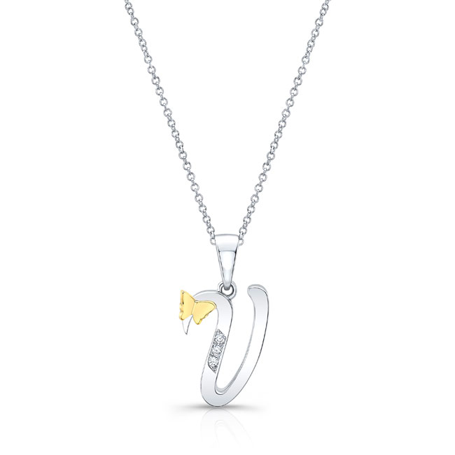 V Initial Necklace