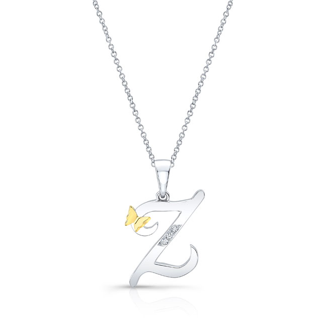 Platinum Z Initial Necklace Image 1