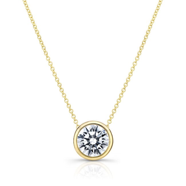 Yellow Gold Bezel Lab Grown Diamond Necklace