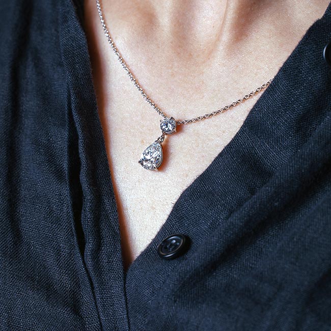 Pear Shaped Lab Diamond Necklace Image 3