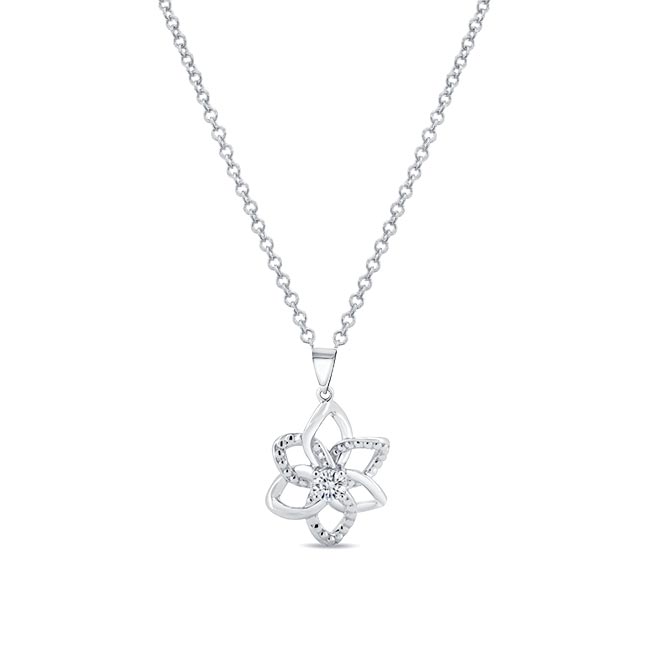 White Gold Moissanite Flower Necklace