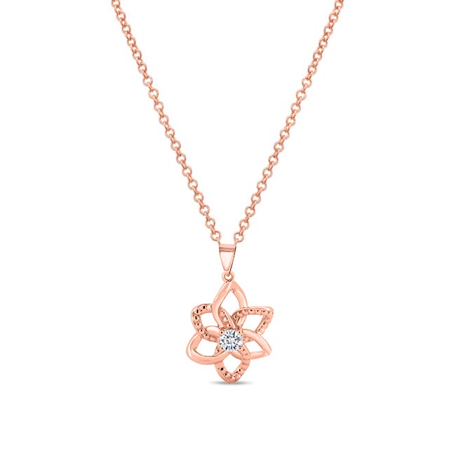 Rose Gold Moissanite Flower Necklace