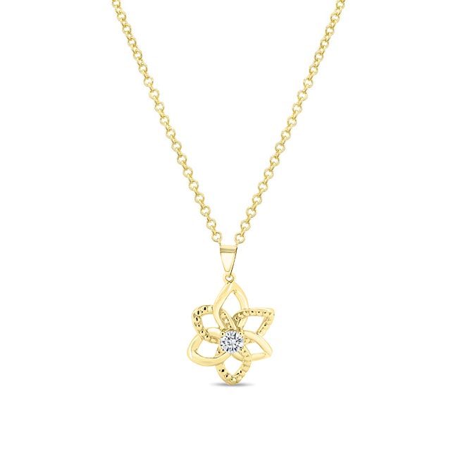 Yellow Gold Moissanite Flower Necklace