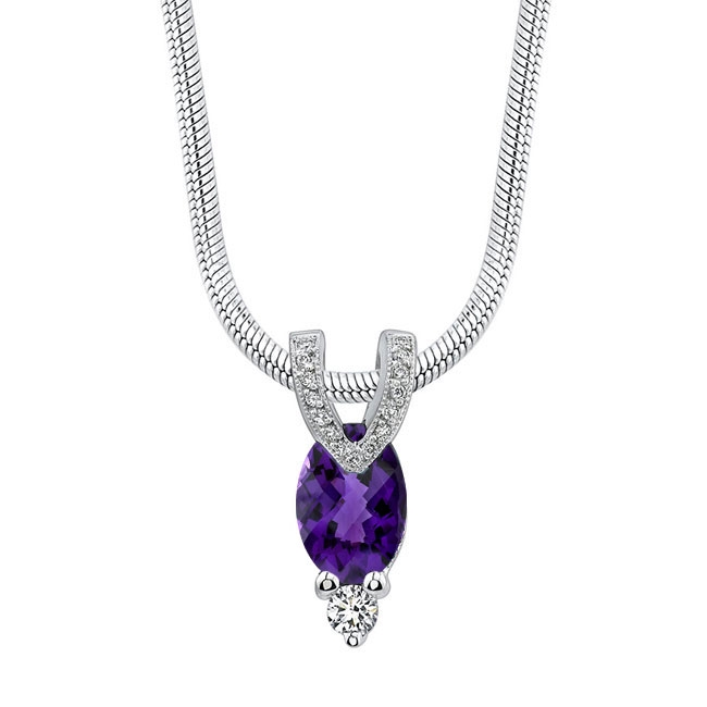 White Gold Amethyst Necklace AM-6889N