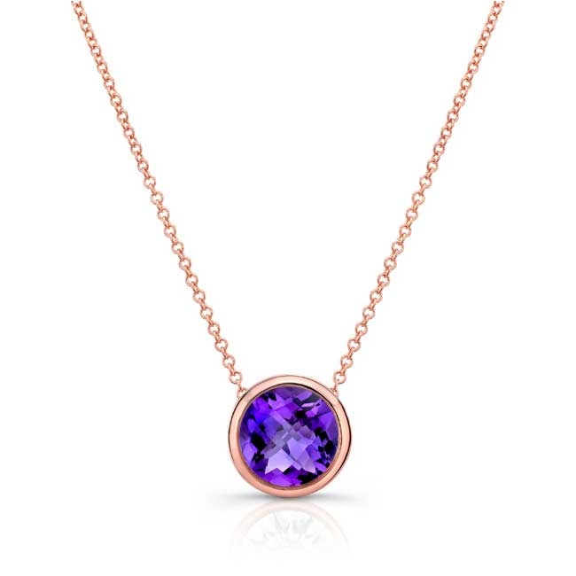 Luca Carati Purple Amethyst & Diamond Pendant Necklace 18K Rose Gold  0.21Cttw | eBay