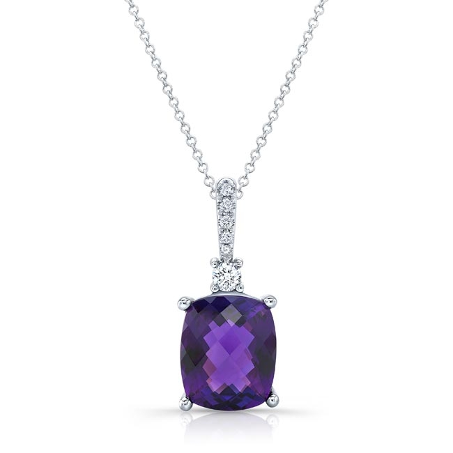  White Gold Amethyst and Diamond Necklace AM-8170N Image 1