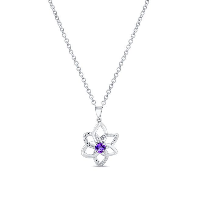 Amethyst Silver Flower Necklace
