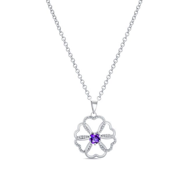 Amethyst Silver Heart Necklace
