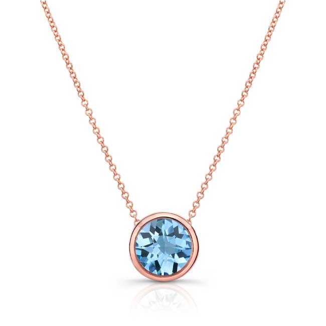 Rose Gold Bezel Aquamarine Necklace