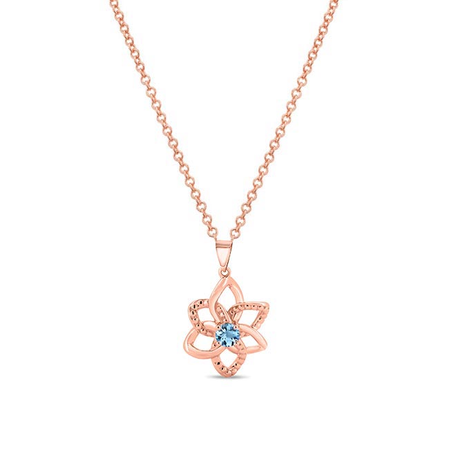 Rose Gold Aquamarine Flower Necklace