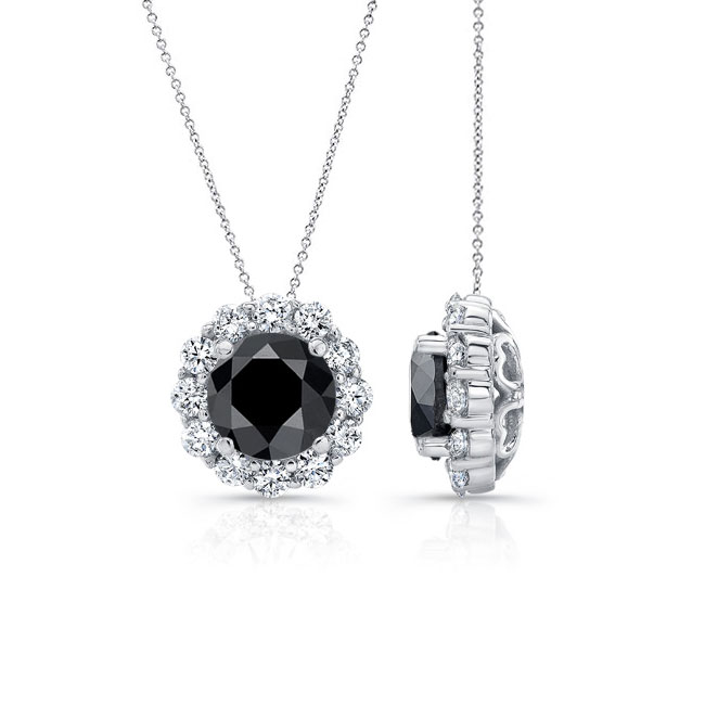  Black & White Diamond Halo Necklace BK-8125N Image 2