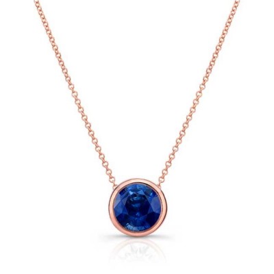 Rose Gold Bezel Blue Sapphire Necklace