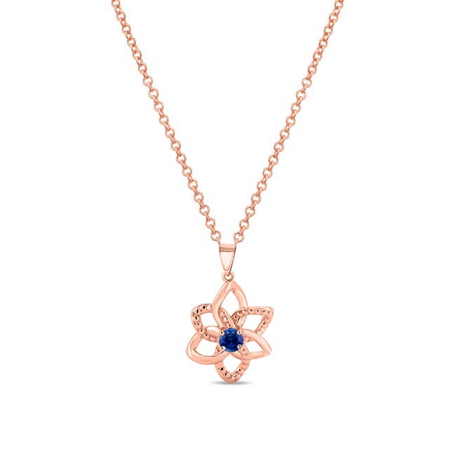 Rose Gold Blue Sapphire Flower Necklace