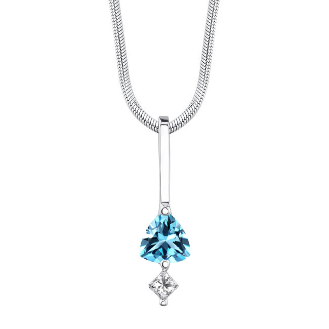 Platinum Trillion Cut Blue Topaz Necklace Image 1