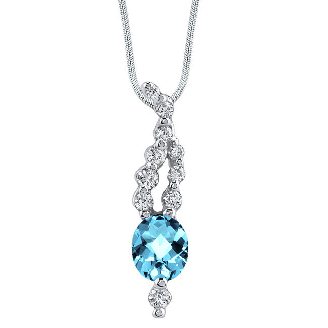  Diamond And Blue Topaz Necklace Image 1