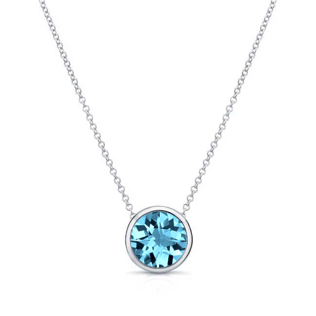  Bezel Blue Topaz Necklace Image 1