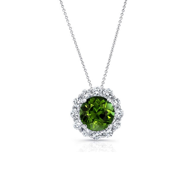  Green Tourmaline & Diamond Halo Necklace GT-8125N Image 1