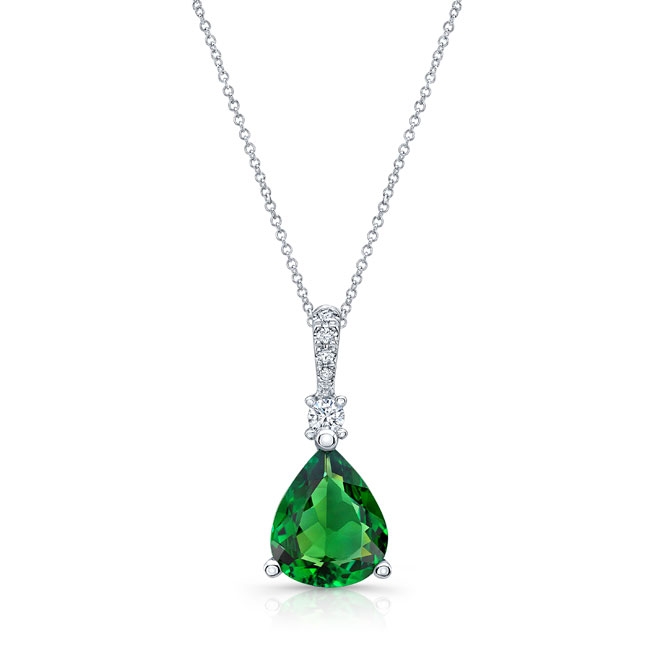  White Gold Green Tourmaline and Diamond Necklace GT-8174N Image 1