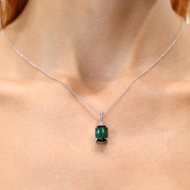  Cushion Green Tourmaline And Diamond Necklace Image 2