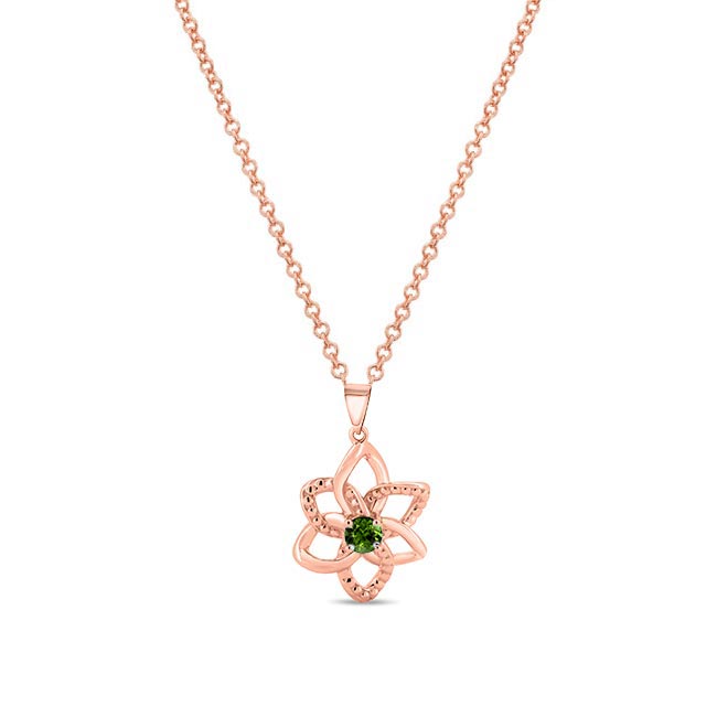 Rose Gold Green Tourmaline Flower Necklace