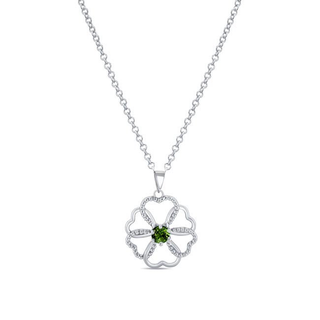 Green Tourmaline Silver Heart Necklace