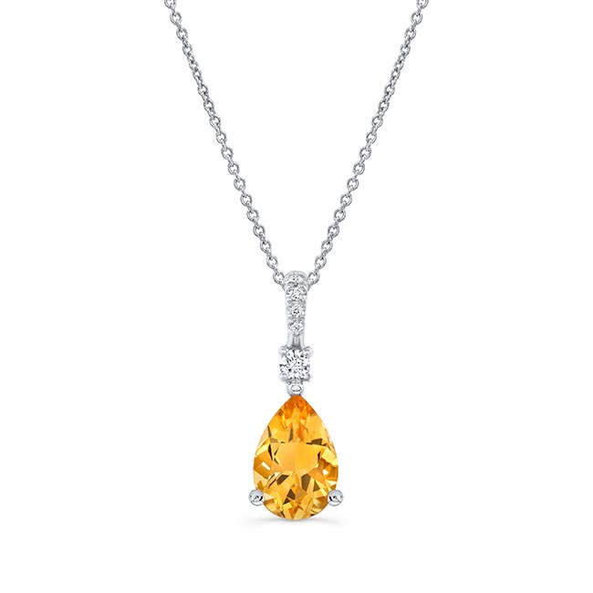 Pear Shape Citrine And Diamond Necklace