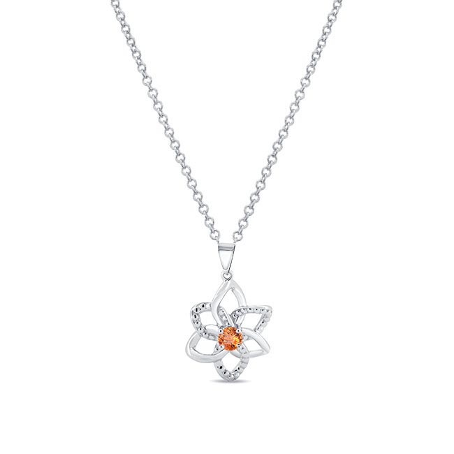 Citrine Silver Flower Necklace