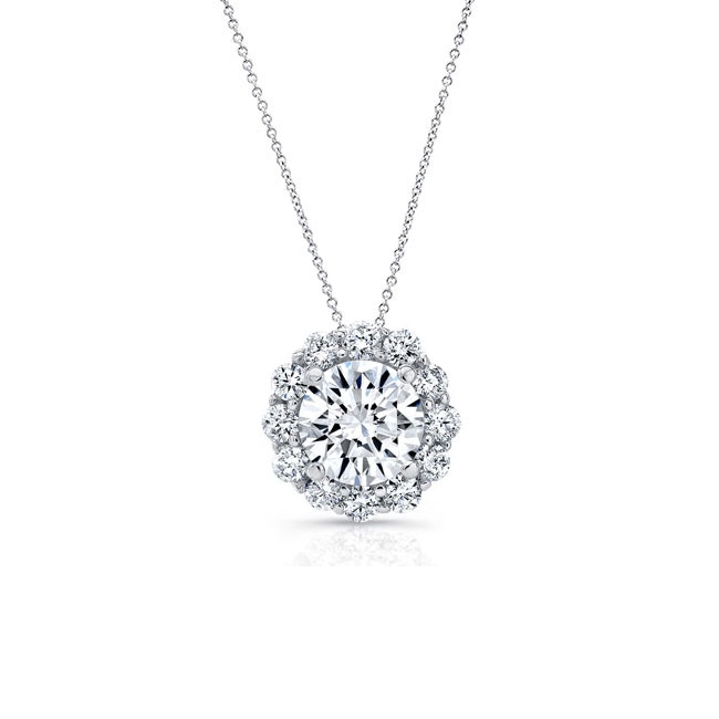 Moissanite Halo Necklace MOI-8125N