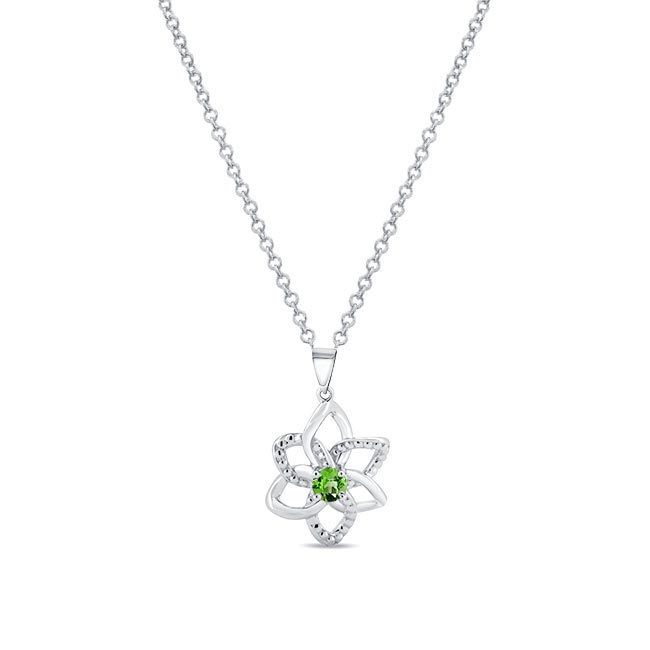 Peridot Silver Flower Necklace