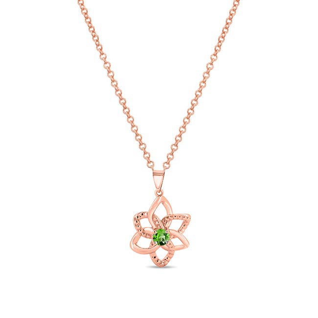 Rose Gold Peridot Flower Necklace