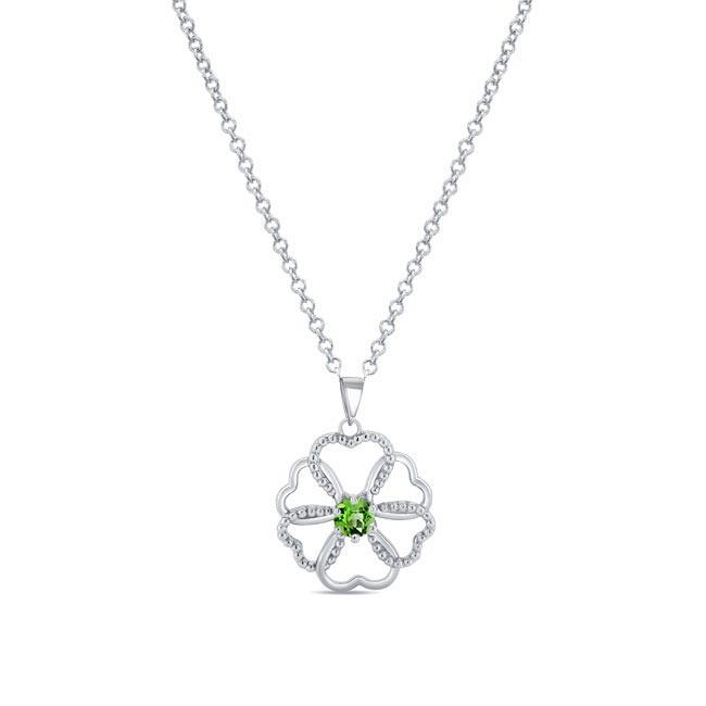 Platinum Peridot Heart Necklace