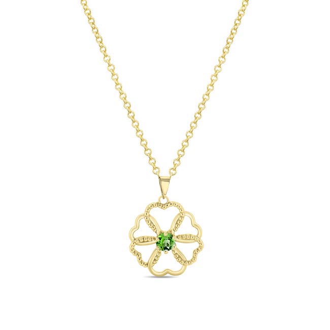 Yellow Gold Peridot Heart Necklace